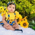 thumbnail image 4 of Styles I Love Baby Girl Sunflower Print Ruffle Open Back Romper Sunsuit with Headband 2pcs Set Summer Outfit, 4 of 8