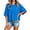 Bright blue, variant on Summer Oversize Women Solid Color Half Sleeve Loose Shirt Tee Casual Tops