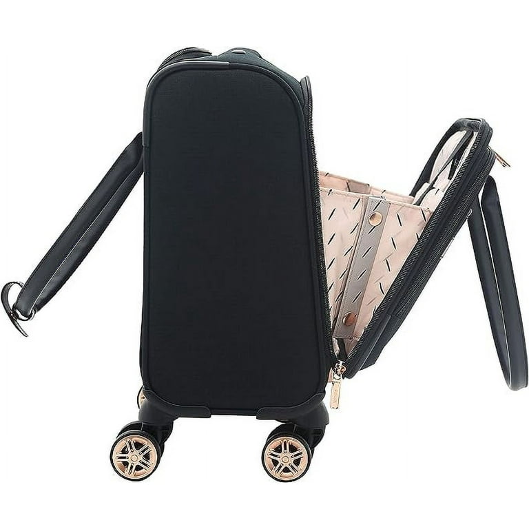 used Open Box Kensie Hudson Softside 3 Piece Spinner Luggage Set 16 20 28 Black Rose Gold Size Large