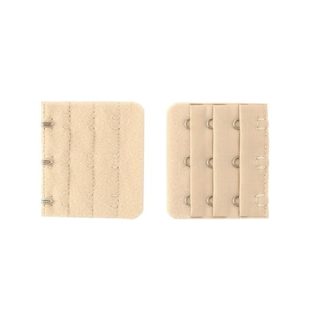 Lady Underwear Strap Extension Extender 3 x 3 Lingerie Bra Hooks Beige 2pcs