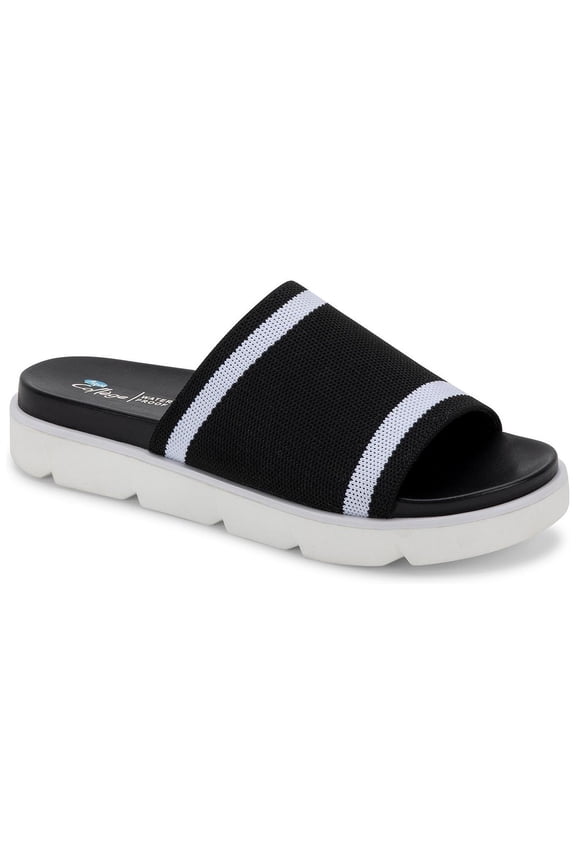 Womens Katlina Slide On Open Toe Pool Slides Black 7 Medium (B,M)