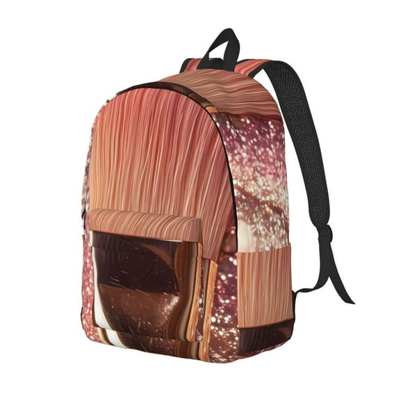 Easygdp Makeup Brush on Pink Glitter Mochila de Lona Resistente para Laptop, Compatible con Laptops de 15 a 17 pulgadas, Ideal para Escuela, Trabajo y Viajes-Small