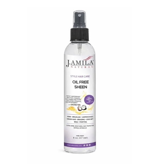 J. Amila Coconut Oil Free Sheen Spray for Dry, Dull Hair – 8oz, Unisex, All Hair Types