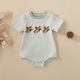 thumbnail image 2 of Pimfylm Bubble Romper Baby Girl Baby Girl Summer Clothes Newborn Outfit Ruffle Romper Infant Baby Dress Bow Headband Solid Cute Outfits Girls Green,Size for 12-18 Months, 2 of 9