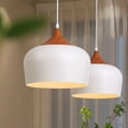 thumbnail image 6 of Modern White Pendant Light Lantern, Wood Pattern Dome Minimalist Downward Dome Shade Ceiling Hanging Lamp, Industrial Chandelier for Kitchen Island, Dining Room, Living Room, 6 of 8