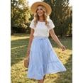 thumbnail image 2 of DARING DIVA Women's Gingham Drawstring Waist A-Line Midi Skirt X-Large Sky Blue, 2 of 8