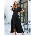 thumbnail image 5 of Women'S Long Formal Dresses Split Elegant V Neck Wrap Ruffle Wedding Guest Dresses Black XXL, 5 of 9