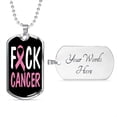 thumbnail image 4 of Cancer AwAreness Necklace F-Cancer Necklace Stainless Steel or 18k Gold Dog Tag 24" Chain, 4 of 8