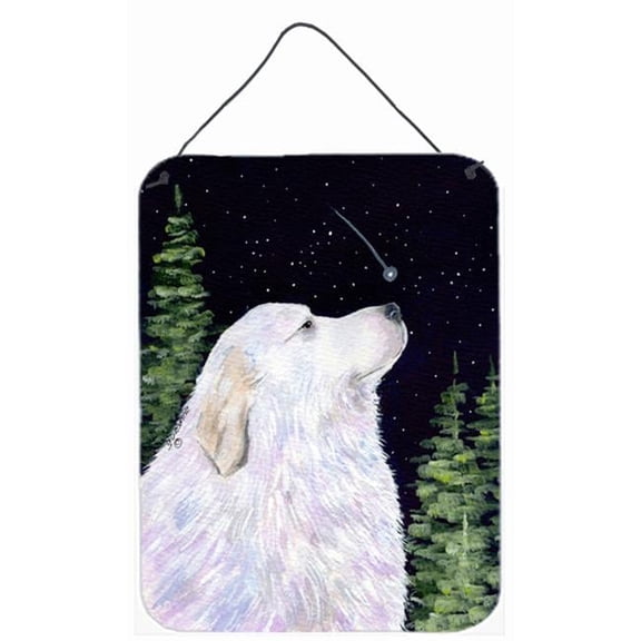 12 x 16 in. Starry Night Great Pyrenees Aluminium Metal Wall Or Door Hanging Prints