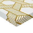 thumbnail image 2 of Ambesonne Geometric Fitted Sheet, Entangled Stripes, Queen Size, Yellow and White, 2 of 3