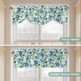 thumbnail image 5 of Tie Up Valance Curtain for Kitchen, Farm Morning Glory Ombre Blue Rod Pocket Short Curtains Adjustable Tie-Up Shade Valances, Green Leaves Plant Window Treatment for Bathroom Living Room Bedroom, 5 of 9