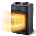 thumbnail image 1 of Calentador espacial, calefactor eléctrico de 1500 W, portátil con termostato, calefacción rápida PTC, calentador pequeño de cerámica con modos de calefacción y ventilador para recámara, oficina e, 1 of 5