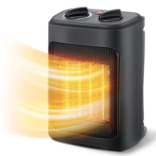 Calentador espacial, calefactor eléctrico de 1500 W, portátil con termostato, calefacción rápida PTC, calentador pequeño de cerámica con modos de calefacción y ventilador para recámara, oficina e