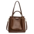 thumbnail image 1 of Bolso de mensajero de moda bolso de PU de viaje diario bolso de cubo portátil de un hombro marrón, 1 of 5
