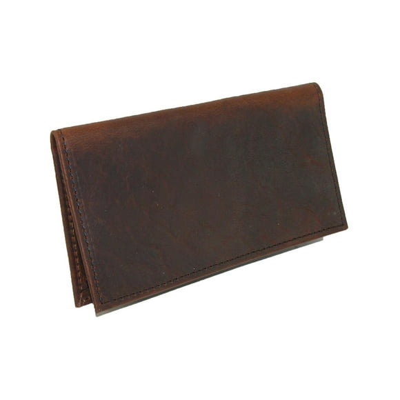 Boston Leather Textured Bison Leather Checkbook Cover Wallet