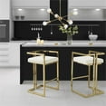 thumbnail image 2 of Kamiya  Bar  Stool  Cream White/Gold Velvet  Geometric  Frame  Upholstered, 2 of 9