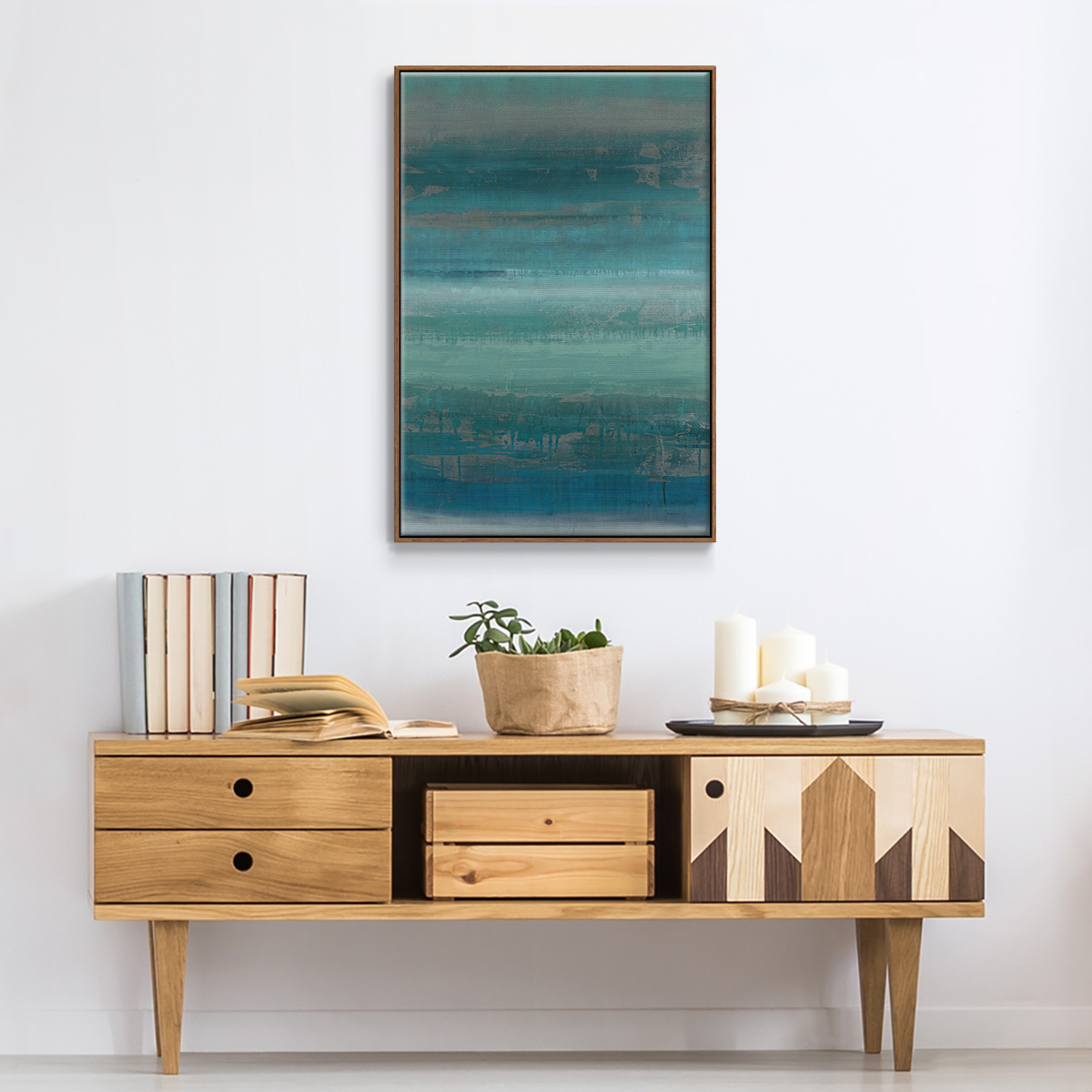 Stars & Shores II Framed Premium Gallery Wrapped Canvas - Ready to Hang - 17 x 25 - Walnut Floating Frame