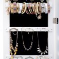 thumbnail image 4 of Jewelry Organizer Cabinet, Hanging Jewelry Armoire Organizer with Mirror&LED Lights, Rustic Wall-Mounted Jewelry Storage Organizer, Lockable Mirrored Organizing Boxes, 14.4x3.9x43.6in, White, A833, 4 of 9