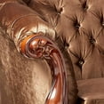 thumbnail image 4 of ACME Dresden Loveseat w/5 Pillows, Golden Brown Velvet & Cherry Oak, 4 of 5