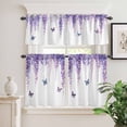 thumbnail image 2 of 3 Piece Kitchen Curtains and Valances Set Wisteria Cafe Curtains 36 Inch Length Purple Flowers Butterflies Vintage Spring Valance & Tier Curtain for Living Room Bedroom Small Window 54"x18"+27"x36"*2, 2 of 6