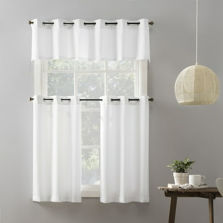 Mainstays Solid Grommet Semi Sheer Curtain Set  54 x36   white