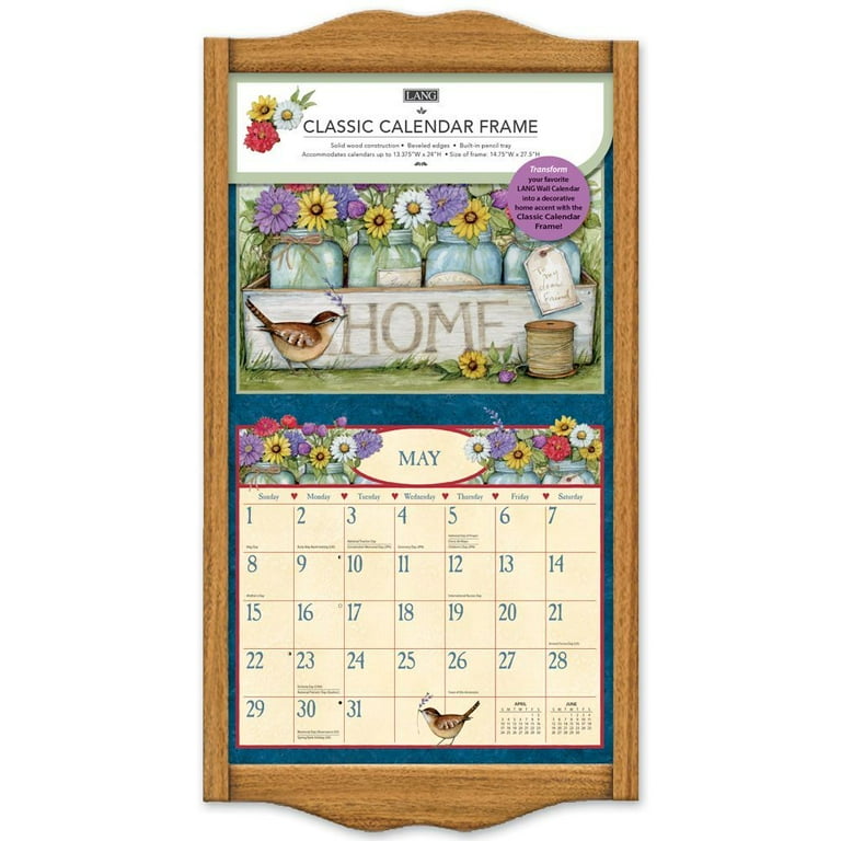 Lang Oak Wall Calendar Frame with Pencil Tray - Walmart.com