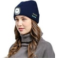 thumbnail image 2 of Morttic Unisex Bluetooth Beanie Hat with Light, Upgraded Musical Knitted Cap with Headphone and Built-in Stereo Speakers & Mic, Headlamp Hat for Outdoor Sports Running Hiking (Navy Blue), 2 of 8