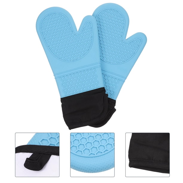 Luxshiny 2Ud Guantes De Cocina Para En Silicona Azul Con Protección Superior Contra Altas Temperaturas
