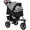 thumbnail image 1 of PawHut 3 Wheel Folding Dog Stroller Travel Carrier for S&M Dogs Grey, 1 of 10