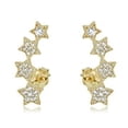 thumbnail image 6 of AVORA 10K Yellow Gold Stars Ear Crawler/ Climber Simulated Diamond CZ Earrings, 6 of 6