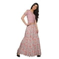 thumbnail image 5 of Moomaya Printed Rayon Cold Shoulder Crop Top And Skirt Ethnic Set For Women, 5 of 6