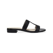Charter Club Womens Lulia Faux Leather Round Toe Slide Sandals