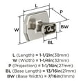 thumbnail image 6 of Amerock Bellamy 1-1/2 inch (38mm) Length Satin Nickel Cabinet Knob, 6 of 7