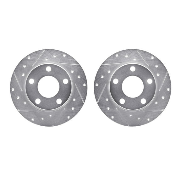 Dynamic Friction Company Rear Brake Rotors-Drilled and Slotted-Silver 7002-73055
