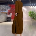 thumbnail image 7 of MIUOWANP Flowy Dresses for Women Plus Size Hot Sell Casual Clothing Women's Short Sleeved V-neck Fashion Solid Color High Waist And Ankle Split V-neck Dress Size XXXL Brown, 7 of 7