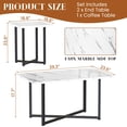 thumbnail image 2 of Cvortll Coffee Table Sets 3-Pieces, Modern Faux Marble Coffee Table with 2 Square End Side Tables, Large Sturdy Coffee Table Set for Living Room, White, 2 of 9