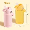 thumbnail image 3 of Daluvenix Kids Water Bottle with Straw Lid 12oz，Leakproof toddler Water Bottle for School, Insulated Stainless Steel Water Bottles for Kids BPA Free, Yellow, 3 of 9