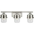 thumbnail image 5 of Beckner Collection Three-Light Brushed Nickel Clear Glass Urban Industrial Bath Light, 5 of 12