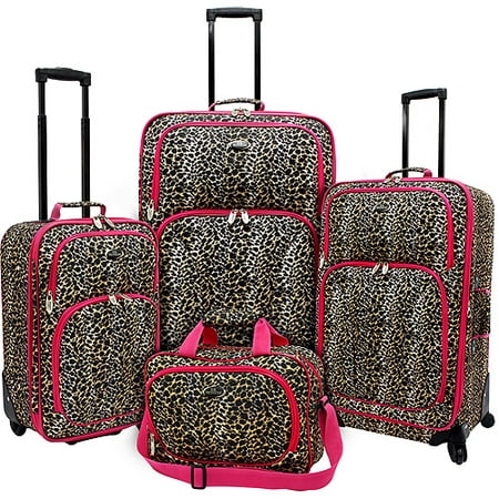 U.S. Traveler Fashion 4-Piece Spinner Luggage Set, Leopard - Walmart.com