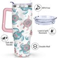thumbnail image 3 of 40oz Cute Ocean Life Turtle Stainless Steel Flip Straw Tumbler Spill Proof Travel Cup Double Wall Vacuum Insulated Coffee Mug with Top Handle, 3 of 6
