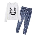 thumbnail image 2 of YIJIU Pyjama pour Femmes Manches Longues Haut et Pantalon Ensemble de Pyjama Imprimé Panda, Bleu, TTG, 2 of 4