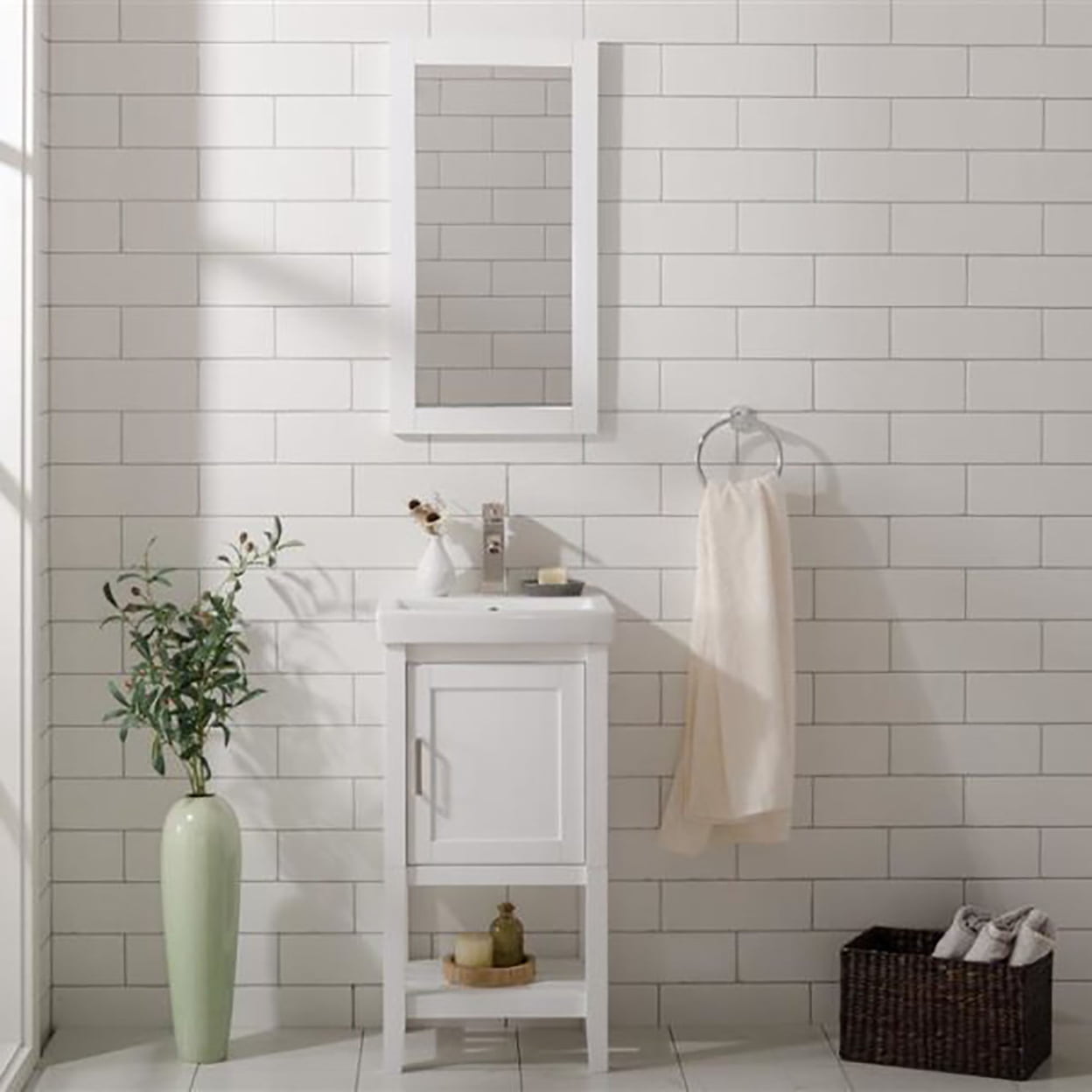Indoor Home Decorative Bathroom, Washroom, Kitchen 18" White Sink Vanity