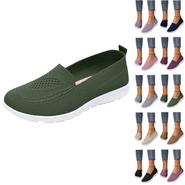 longantii Orthopedic Shoes for Women Arch Support Slip on Non Slip Running Shoes Breathable Mesh Stretch Work Shoes Soft 2026 New Orthopedic Shoes Green