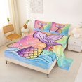 thumbnail image 2 of Manfei Mermaid Princess Tail Bed Sheets, Rainbow Scale Full Size Sheets, Purple Pink, 4 Pieces, 1 Flat Sheet, 1 Fitted Sheet and 2 Pillowcases, 2 of 6