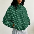 thumbnail image 2 of Yutgune Women's Cropped Polka Dots Jacket Zip up with Pockets Bomber Gingham Jacket Stand Collar Fall Workout Outerwear, 2 of 8