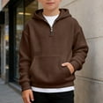 thumbnail image 2 of BdTemWBs Boys Quarter Zip Hoodies - Waffle Knit Kids Long Sleeve Hooded Sweatshirts with Pockets Pullover Tops Clothes, 2 of 4