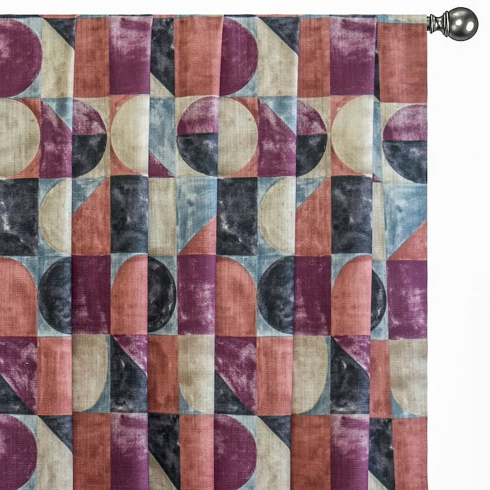 Fabric Mart Direct Squares & Circles Fabric By The Yard, 12 Continuous Yards Burgundy Printed Cotton Fabric, Upholstery Fabric, Curtain & Drapery Fabric, Fabric For Pillows
