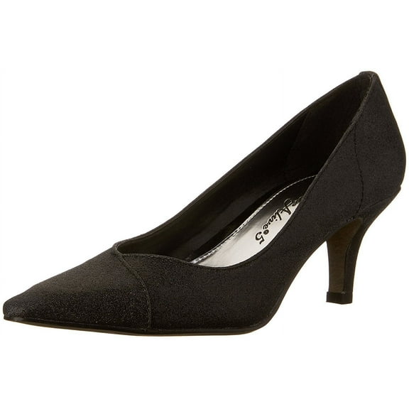 Easy Street Women's Chiffon Pointed Toe Pump,Black Glitter,7 M US