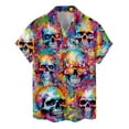 thumbnail image 4 of Skull Neon Tropical Aloha Hawaiian Shirt for Men, Vintage Skull Button Down Shirt, Horror Short Sleeve Shirt for Men, 4 of 7