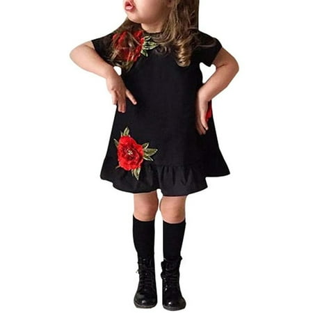 

Xingqing Sweet Toddler Kids Baby Girls Flower Summer Party Dress Sundress Clothes